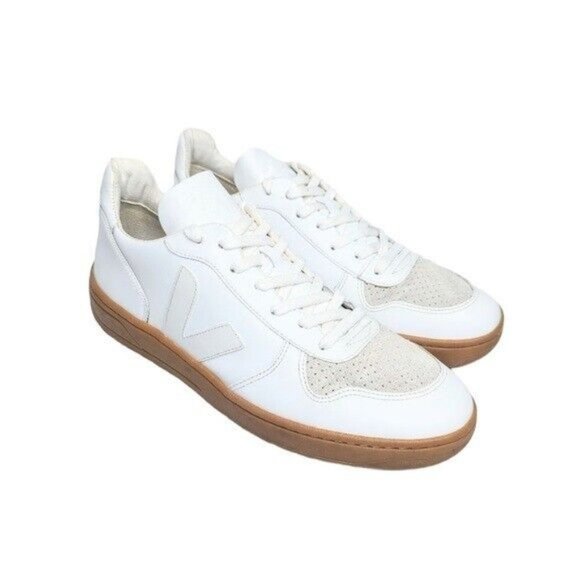 Veja V-10 Natural Gum Sole Leather Sneakers White 11 - Picture 5 of 8